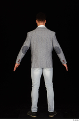 Whole Body Man White Shoes Shirt Jeans Jacket Muscular Standing Studio photo references